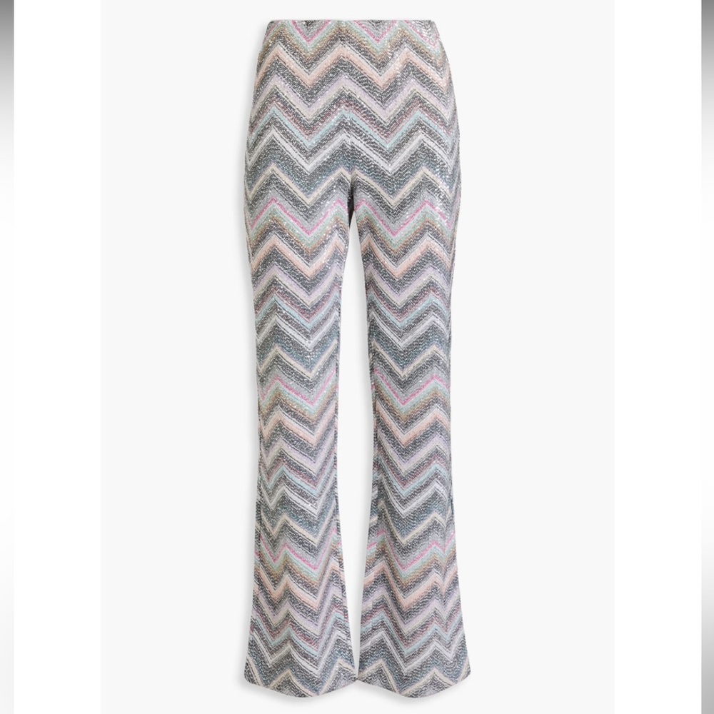 MISSONI Sequined Metallic Crochet-knit Flared Pants In Multi - US size 6 - NWT 🔥